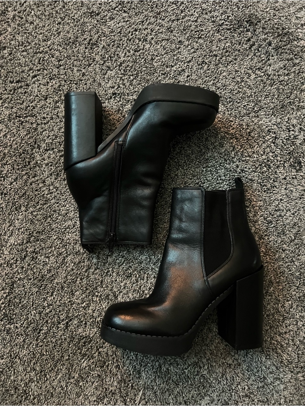 Gianni Bini Black Platform Block Heel Boots - Women's